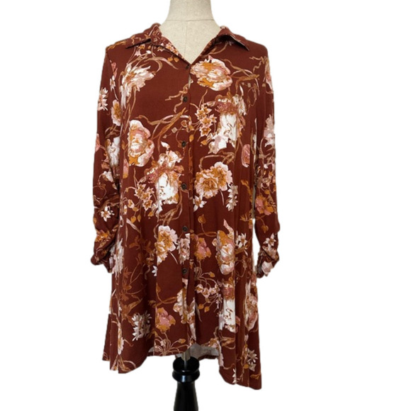 new directions Tops - New Directions High Low Button Front Tunic